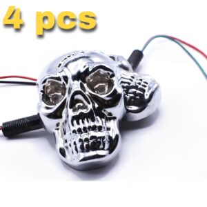 Universal Skull Head LED Turn Signal Indicators ? Set of 2/4 for Motorcycles 125cc and 70cc all bikes - Image 1