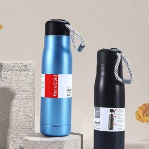 Stainless Steel Insulated Vacuum Water Bottle 550ml, Cola Shape, Leak Proof, with Strong Rope Cap | Hot & Cold Portable Thermos Water Bottle Thermo Mug Stainless Steel Vacuum Flask Mug Insulation Cup (Random Color) - Image 3