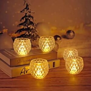 Amber Shine Crystal TeaLight Candle Holder for home and office decor Cell operated - Image 4