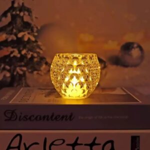 Amber Shine Crystal TeaLight Candle Holder for home and office decor Cell operated - Image 3