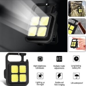 Portable COB High Bright Flashlight Multifunction Keychain Lamp Buit-in 150mAh Lithium Battery Waterproof Outdoor Torch Lantern - Image 2