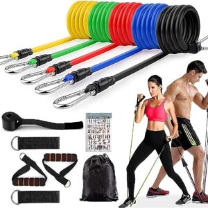 11 Piece Power Resistance Band Set Strength Training Yoga Sports Fitness Band Equipment for Men and Women - Image 3
