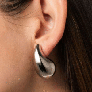 Chunky Dome Drop Earrings for Women Glossy Thick Teardrop Earrings Dupes Lightweight Hoops - Image 1