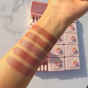 5 Pcs Dragon Ranee Peach Mini Lipstick Set | Long Lasting Makeup Waterproof Lipstick (Random Color) - Image 3
