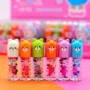6 Pcs Cute Bear Changing Lip Gloss Set Moisturizing Magic Tint Liquid Lipstick | Royal Lipstics (Random Color) - Image 3