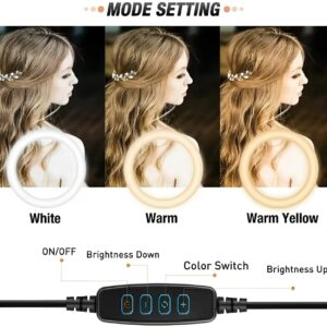 26CM LED Ring Light with Mobile Holder, 7ft Tripod Stand, 3 Light Colors, Dimmable USB Selfie Ring Light for Videography and Photography - Image 2