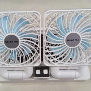 Double Head Solar Portable Desktop Air Conditioning Fan | Double Head Solar Fan - Rechargeable Fan Strong Cold Air Fast Cooling USB Fan for Indoor/Outdoor (Random Color) - Image 2