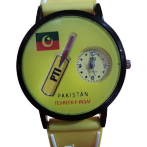 PTI Analog Wrist Watch | Pakistan Tehreek Insaf Wrist Watch For Men | Wrist Watch For Boys | Wrist Watch For Kids | Best Quality Wrist Watch with Analog Display - Cell Operated Watch - Silicone Watch - Yellow Color ( Without Box ) - Image 2