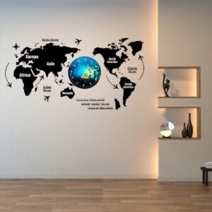 3D Wooden World Map With Esthetic Dial Wall Clock? | Best Quality Wall Clock For Home Decor | Home Decor Clock 40 inch - Image 4