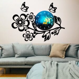 3D Wooden Flower Clock With Esthetic Dial Wall Clock?| Best Quality Wall Clock For Home Decor | Home Decor Clock 25 inch - Image 3