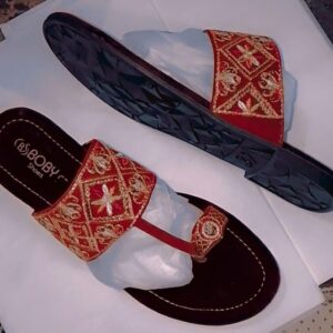 Kolhapuri Slipper Design No. 25-78 ? Traditional Red & Dark Maroon Handcrafted Footwear (With Box ) - Image 1