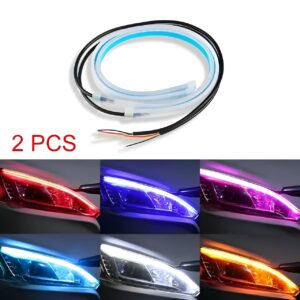 2 Pcs White Color Audi-Style Flexible 60 cm Headlight DRL Light Strips with Running Indicators - Image 3