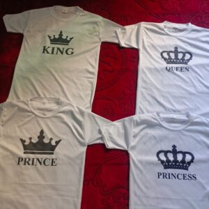 Combo Of King, Queen, Prince & Princes Style White T-Shirt with Cute Design ? Best Quality T-Shirts For Girls | T-Shirt For Women - T-Shirt For Boy | T-Shirt For Men - Image 5