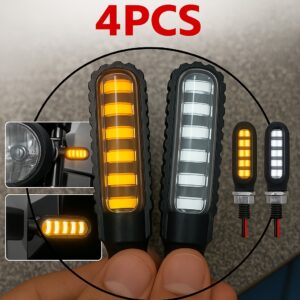 Universal LED Turn Signal Indicator | Dual Color (Yellow & White) | Waterproof & Flexible | For 70cc, 125cc & All Motorcycles - Image 4