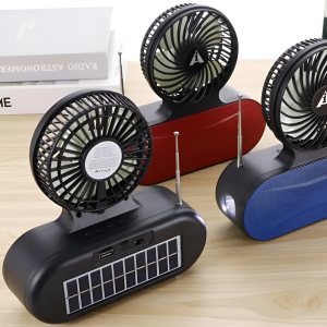 Solar fan Bluetooth speaker | Wireless outdoor portable With  blowing flashlight | Listening to music Support TF card U disk FM radio TWS interconnection - Image 1