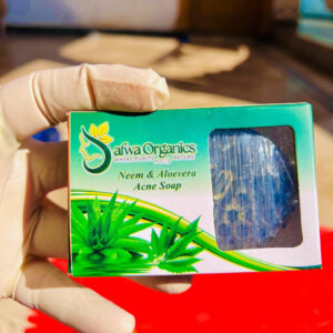 Safwa Organics Neem & Aloe Vera Handmade Soap ? Acne-Fighting Natural Cleanser 100g - Image 1