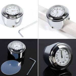 Universal Waterproof Chrome Motorcycle Handlebar Clock ? Luminous Quartz Watch for Bikes | Stylish and Durable ( Silver) - Image 2