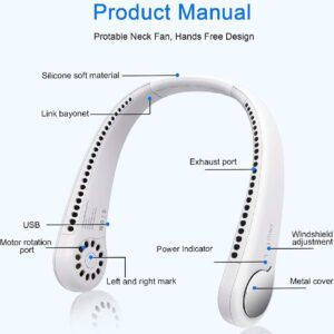 Neck Fan Portable Bladeless neck fans Portable Hanging Neck Fan Micro Cooling Strong Fan 360? Bladeless Hanging Neck Fan Rechargeable USB Mini Neck Fan for Kitchen Outdoor Travel for Summer Sports ( Random Color ) - Image 3