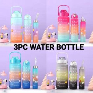 3 pieces Water Bottles | Colorful Motivational Sports Water Bottle with Time Marker Plastic Frosted Water Cup Outdoor Fitness Water Bottles (Random Color) - Image 3