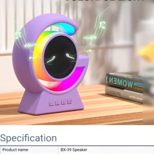 BX-39 Mini G Wireless Speaker with RGB Light & Wireless Charging ? Portable Bluetooth 5.3 Speaker & Bedside Lamp - Image 4
