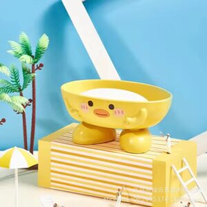 Cartoon Holder  Shape Soap Box Drain Soap Holder Bathroom Shower Drain Soap Dish Soap Storage Container(yellow color) - Image 3