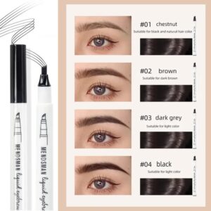 4 Tip Waterproof Eyebrow Pen | Waterproof Tattoo Tint Fine Sketch Liquid Eyebrow Pencil | Createsur Natal Makeup Effect - Image 4