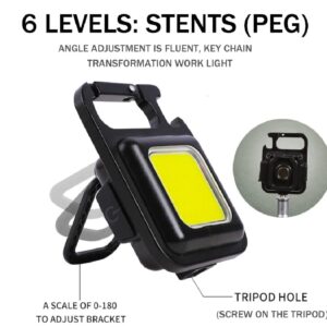 COB Small Flashlight, Keychain Work Light, USB Rechargeable, Mini LED Handheld t, 3 Light Modes Portable Pocket Light for Gift, Camping Emergency Fishing - Image 2