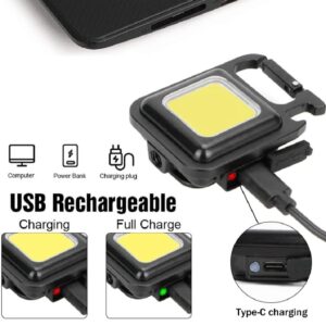 COB Small Flashlight, Keychain Work Light, USB Rechargeable, Mini LED Handheld t, 3 Light Modes Portable Pocket Light for Gift, Camping Emergency Fishing - Image 1