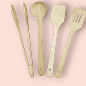 ( NW000436 ) Pack of 4 ? Wooden Spoon Set | Nonstick Teak Wood Kitchen Utensils for Cooking & Serving - Image 2