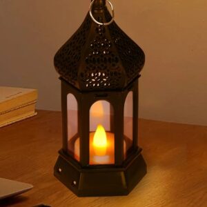 Antique Black candle lamp Atmosphere Decoration Creative Gift Hexagonal Wind Lamp Candle Lamp Led Wind Lamp Portable Small Horse Lamp - Image 3