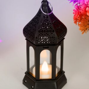 Antique Black candle lamp Atmosphere Decoration Creative Gift Hexagonal Wind Lamp Candle Lamp Led Wind Lamp Portable Small Horse Lamp - Image 2