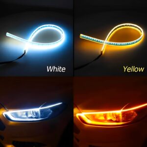 01 Pcs Trending Hub Universal Bike Strip Light ? Dual Color Turn Signal (Yellow & White) | Best Quality Strip Light For Motorcycle | Strip Light For Bike - Image 1