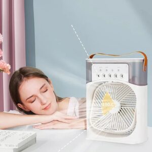 Portable Air Conditioner Fan USB Electric Fan with LED Night Light, Fine Mist Water, and Humidifier Function | Led Night Light Water Mist - Random Color 10 inch - Image 5