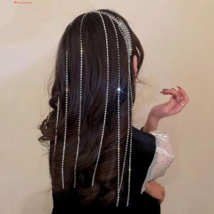 Full Rhinestone Long Tassel Headband For Women Multilayer Flashing Crystal Hairband Party Hair Accessories - Image 4