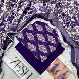 ? ZESH   ? 3 PieceUnstitched Suit ZESH SUMMAER LAWN COLLECTION 2025 - Image 1
