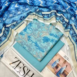 ? ZESH   ? 3 PieceUnstitched Suit ZESH SUMMAER LAWN COLLECTION 2025 - Image 1