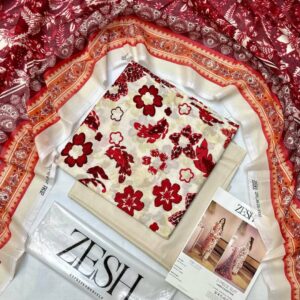 ? ZESH   ? 3 PieceUnstitched Suit ZESH SUMMAER LAWN COLLECTION 2025 - Image 1
