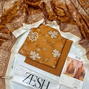 ? ZESH   ? 3 PieceUnstitched Suit ZESH SUMMAER LAWN COLLECTION 2025 - Image 1