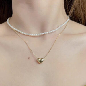 Elegant double Layer Heart pearl Pendent / Necklace Party Jewelry Gifts Accessories for Women - Image 4