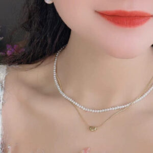 Elegant double Layer Heart pearl Pendent / Necklace Party Jewelry Gifts Accessories for Women - Image 3
