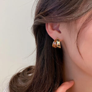 Elegant Dual Colour Korean Gold Plated Earings | Casual wear Fashion Trendy Jewelry - Image 2