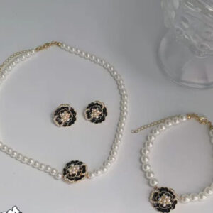 Elegant Flower Design Pearl Stone Set  / Necklace/ Earrings /Braclet   For Women Jewelry - Image 2