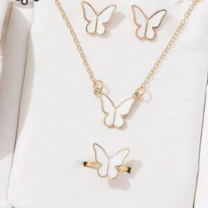 Butterfly Set, Pack Of 4 / Pendants Necklace Earrings Ring For Women Jewelry -white - Image 2