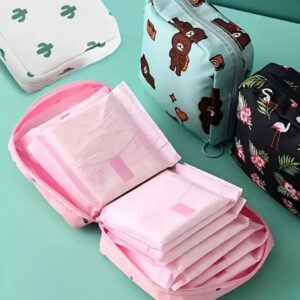 Women Portable Pouch Napkin Cosmetic Bags Organizer / Sanitary Pads Storage Bag / Ladies Makeup Bag Girls Hygiene Pad Bag (random Design & color) - Image 5