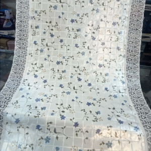 01 Meter Beautiful White Floral Dastarkhwan with Intricate Lace Border - Perfect for Traditional Dining | Dastarkhwan (30*49 inch) - Image 1