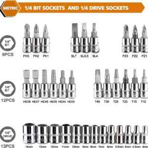 46-Piece Professional Socket Wrench Tool Set with Ratchet Handle, Sockets, Screwdriver Bits for Car, Motorcycle, Bicycle, Home Repair, Mechanical Work, Garage and DIY Maintenance Tasks, Portable Heavy-Duty Tool Kit - Image 4