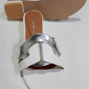 White & Silver Premium Slippers ? Elegant Design, Comfy Feel & Stylish Look | Shine with every step ? comfort, elegance and class in one perfect pair | Slipper | Slipper For Women (With Box) - Image 3