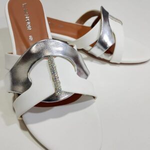 White & Silver Premium Slippers ? Elegant Design, Comfy Feel & Stylish Look | Shine with every step ? comfort, elegance and class in one perfect pair | Slipper | Slipper For Women (With Box) - Image 4