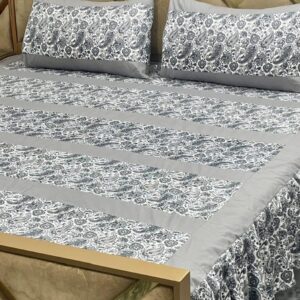 Luxury 3-Piece Frill Patchwork Double Bed Bedsheet Set ? Soft Cotton Blend, Multicolor, Includes 2 Pillow Covers, Elegant Frilled Edges - Image 2