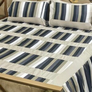 Luxury 3-Piece Frill Patchwork Double Bed Bedsheet Set ? Soft Cotton Blend, Multicolor, Includes 2 Pillow Covers, Elegant Frilled Edges - Image 1